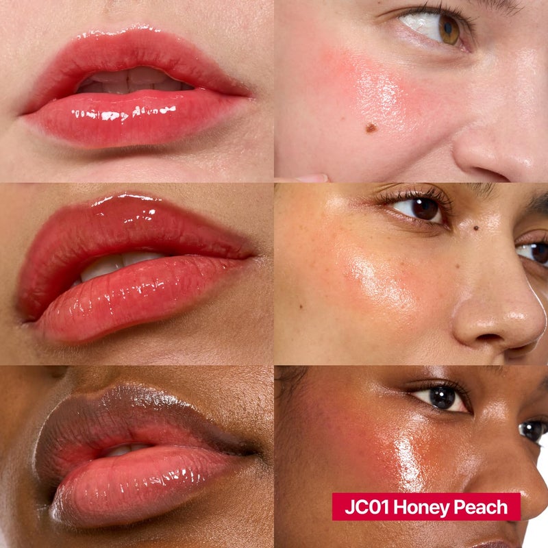 fwee Glowy Jelly Pot + Keychain SET | Dewy Jelly Lip & Blush Color, Tinted Glow Jelly Balm, Dewy Buildable Finish â€“ Honey Peach (Vivid Coral) | 0.14 oz - Image 3