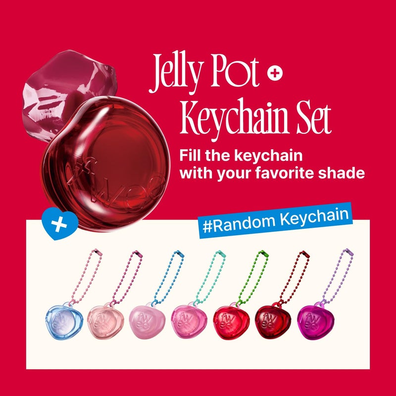 fwee Glowy Jelly Pot + Keychain SET | Dewy Jelly Lip & Blush Color, Tinted Glow Jelly Balm, Dewy Buildable Finish â€“ Honey Peach (Vivid Coral) | 0.14 oz - Image 2