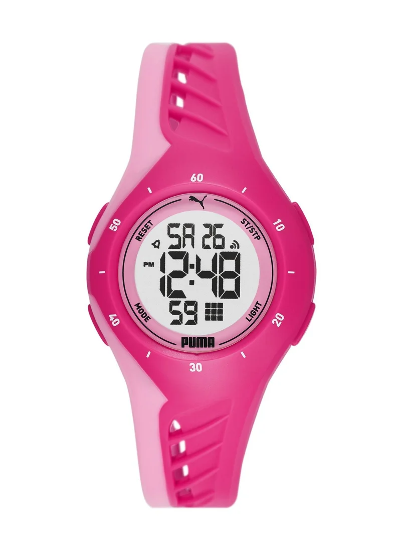 PUMA Unisex Digital Watch With Pink Polyurethane Strap - 3 ATM - PU P6008
