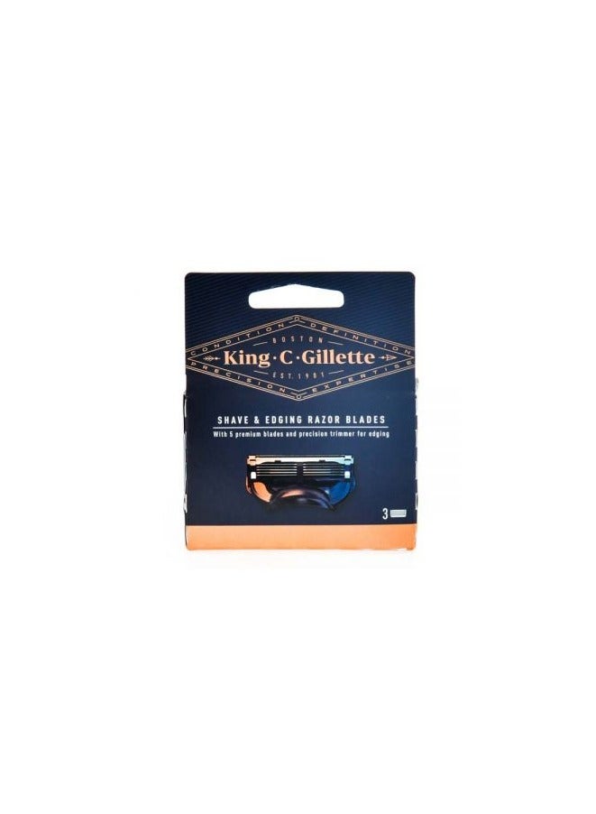 King C. Gillette Safety Razor Blades Pack of 3 Spare Parts with Precision Trimmer and Lubricating Remover