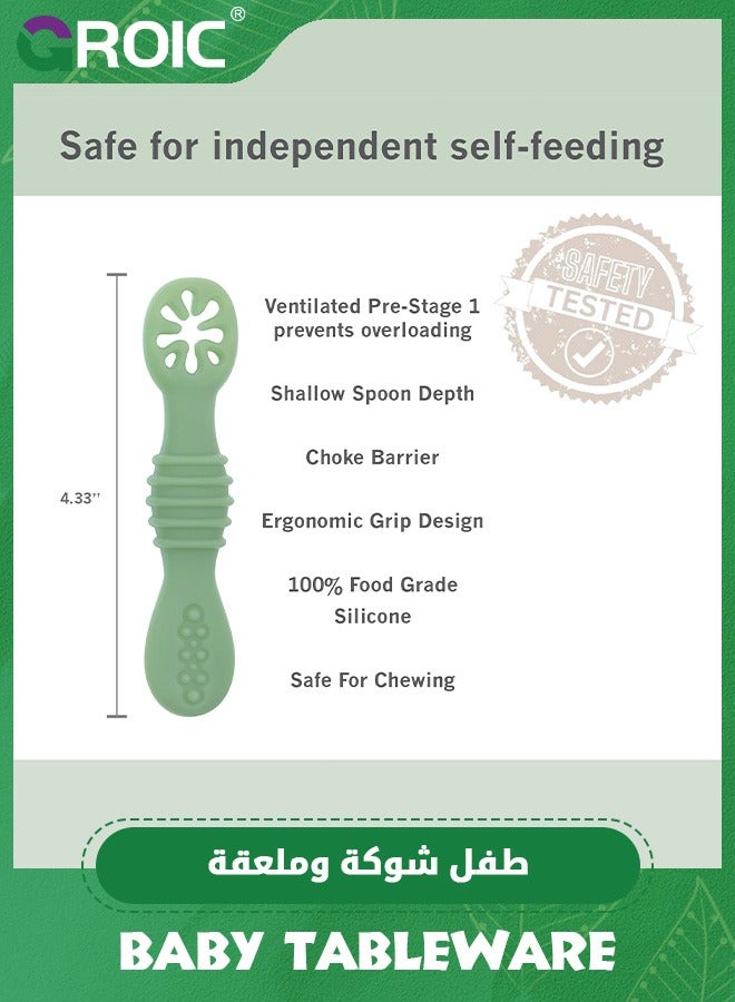 GROIC Baby Silicone Spoons And Fork Cutlery Set - Image 3