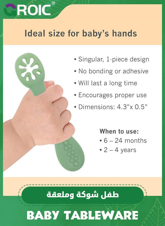 GROIC Baby Silicone Spoons And Fork Cutlery Set - Image 4