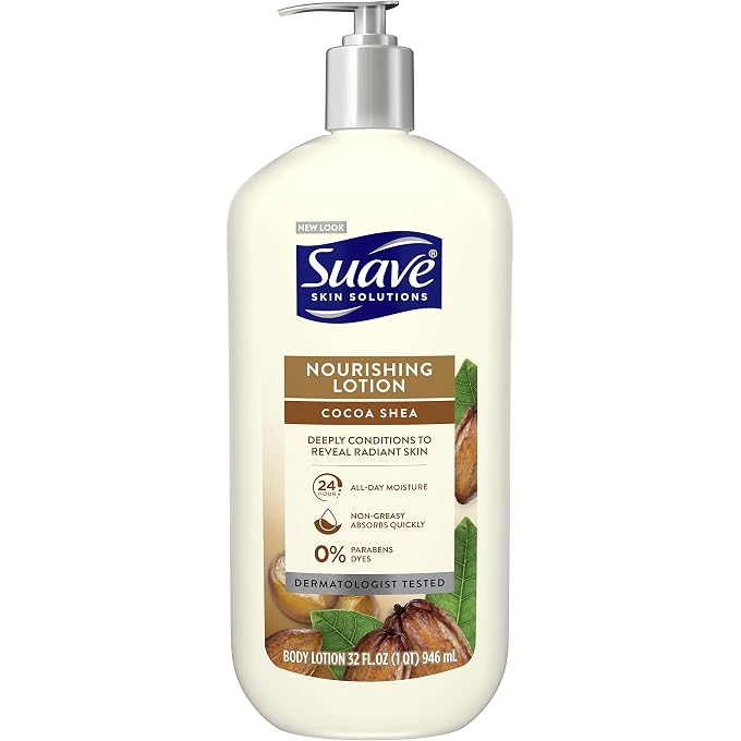 Suave Skin Solutions Body Lotion Cocoa Butter and Shea 32 oz - Image 1