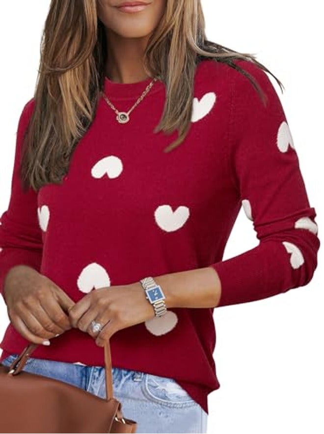 Arach&Cloz Women's Wool Blend Classic Crew Neck Casual Fall Sweater