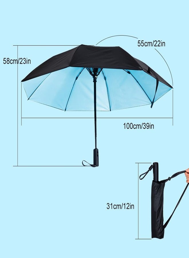 WOOLALA 【2023 Newly】 UV Sun Umbrella with Fan, Portable Cooling Fan Umbrella UPF 50+ Foldable Umbrella for Sun & Rain, USB Rechargeable Travel Umbrella Personal Fan for Heatstroke, Hot Days, Blue - Image 5