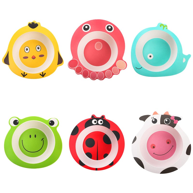 ZEAYEA 6 Pack Kids Bowls 12 Oz Animal Shape Bowls for Kids Children BPA Free Reusable Snack Bowl Dinner Tableware for Serving Soup Cereal Pasta Ice Cream