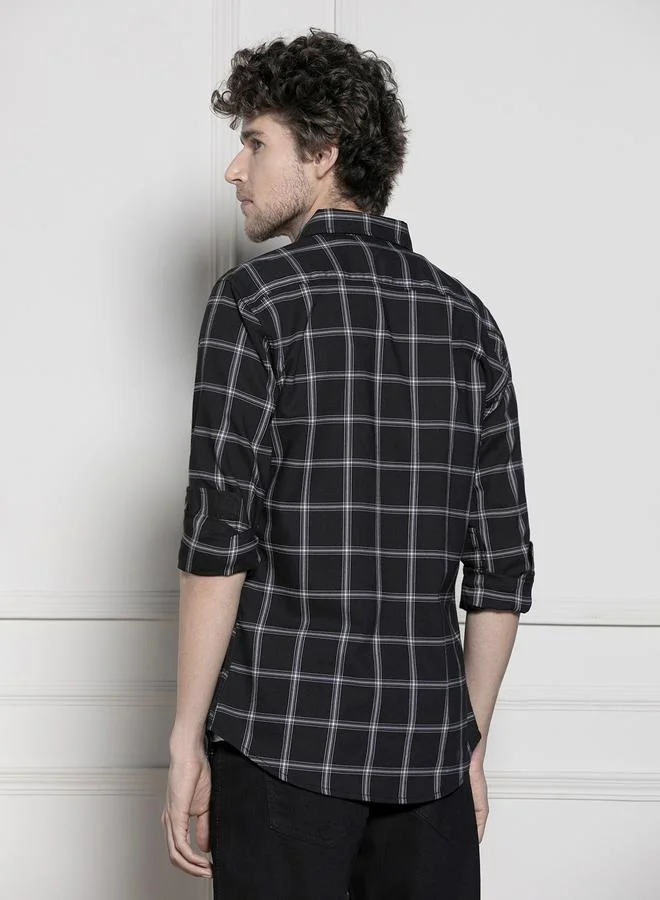 Dennis Lingo Windowpane Checked Casual Shirt by Styli