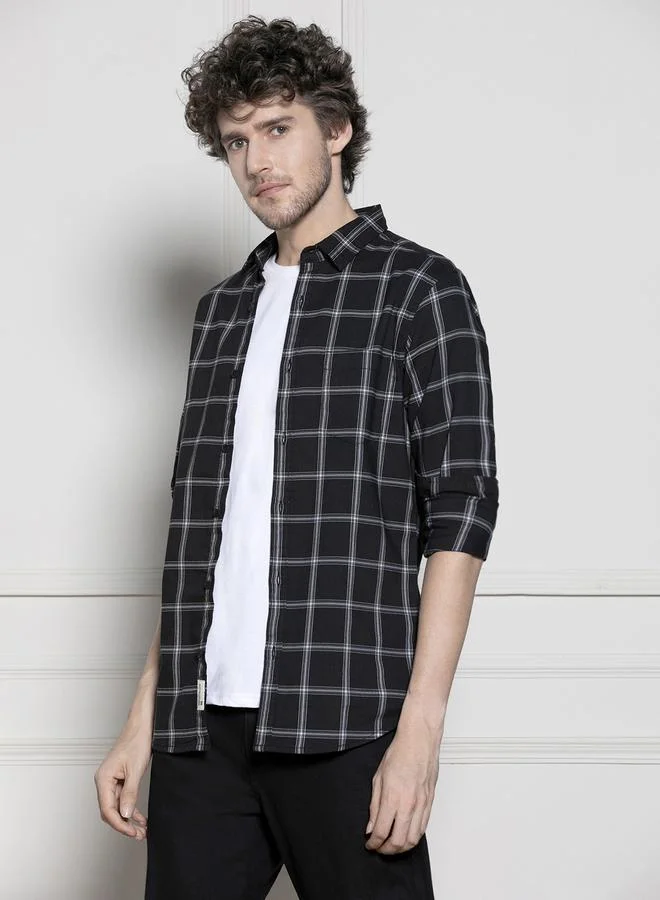 Dennis Lingo Windowpane Checked Casual Shirt by Styli