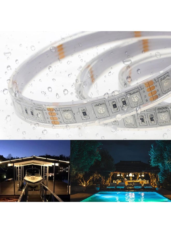 شريط إضاءة LED خارجي مقاوم للماء، شريط إضاءة LED RGB بمعيار IP68 مع جهاز تحكم عن بعد، لفة بطول 5 أمتار، 300 مصباح LED، مناسب لحمامات السباحة، القوارب، أحواض الأسماك، النوافير/الحدائق. - Image 2