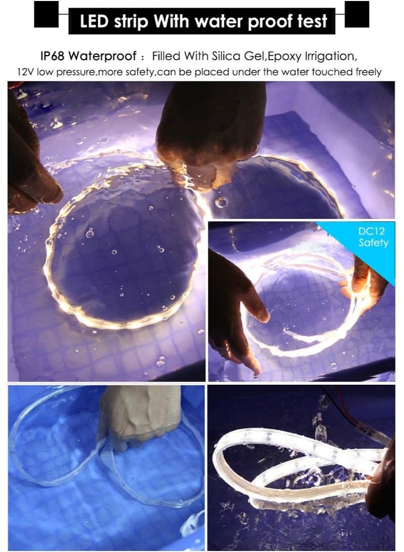 شريط إضاءة LED خارجي مقاوم للماء، شريط إضاءة LED RGB بمعيار IP68 مع جهاز تحكم عن بعد، لفة بطول 5 أمتار، 300 مصباح LED، مناسب لحمامات السباحة، القوارب، أحواض الأسماك، النوافير/الحدائق. - Image 3
