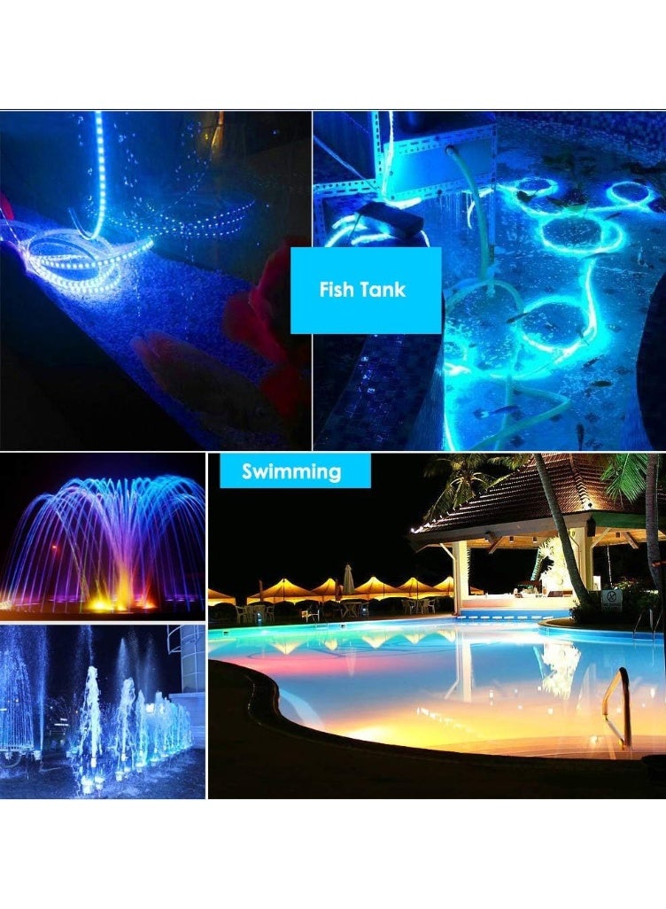 شريط إضاءة LED خارجي مقاوم للماء، شريط إضاءة LED RGB بمعيار IP68 مع جهاز تحكم عن بعد، لفة بطول 5 أمتار، 300 مصباح LED، مناسب لحمامات السباحة، القوارب، أحواض الأسماك، النوافير/الحدائق. - Image 4