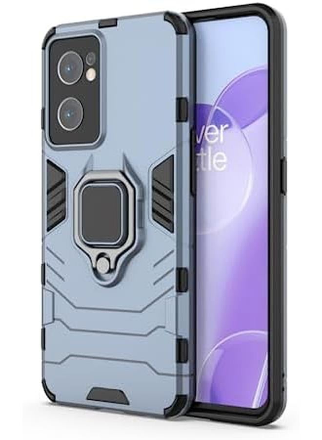 إيروريكس جراب متوافق مع هاتف Oneplus Nord Ce 2 5G بحلقة معدنية ومقبض وحامل مضاد للصدمات ومتين يعمل مع حامل السيارة المغناطيسي غطاء مزدوج الطبقات قوي باللون الأزرق الداكن - Image 3