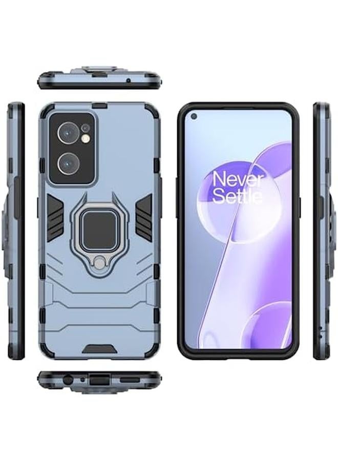 إيروريكس جراب متوافق مع هاتف Oneplus Nord Ce 2 5G بحلقة معدنية ومقبض وحامل مضاد للصدمات ومتين يعمل مع حامل السيارة المغناطيسي غطاء مزدوج الطبقات قوي باللون الأزرق الداكن - Image 2