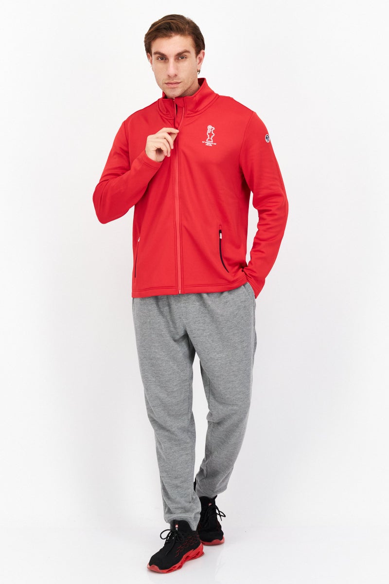 North Sails Men High Neck Graphic Print Full Zip Soft Shell Jacket, Red - Image 4