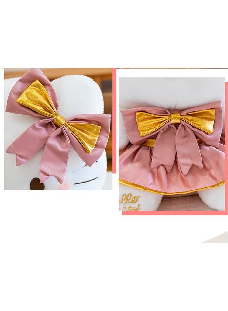 هالو كيتي دمية محشوة فراشة بقوس، لعبة قط كيوت، فستان زهري وردي، دمية هالو كيتي - Image 2