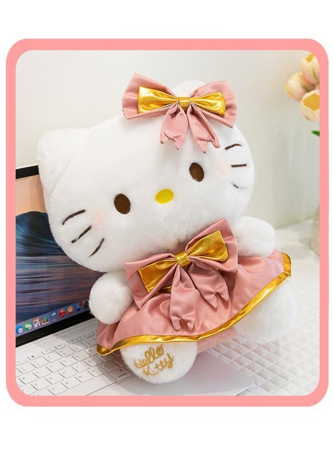 هالو كيتي دمية محشوة فراشة بقوس، لعبة قط كيوت، فستان زهري وردي، دمية هالو كيتي - Image 3