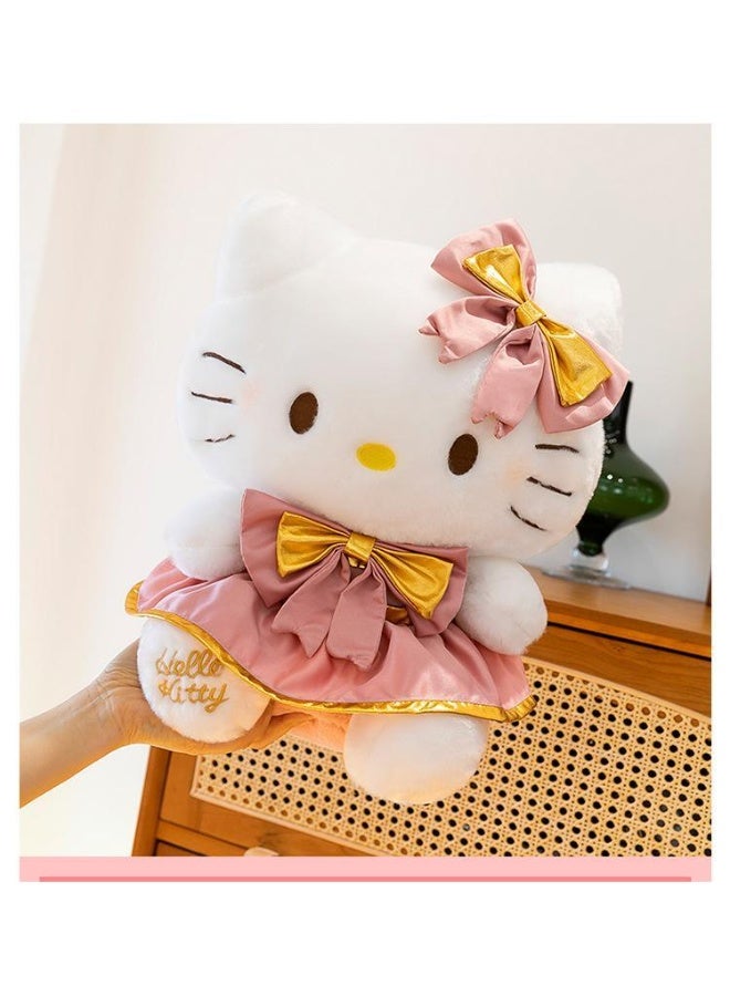 هالو كيتي دمية محشوة فراشة بقوس، لعبة قط كيوت، فستان زهري وردي، دمية هالو كيتي - Image 1