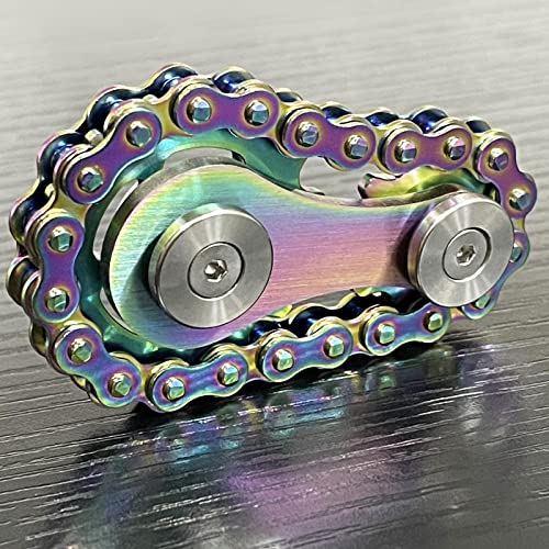 Bitopbi Sprocket Fidgets Chain Stainless Steel Fidget Cube Gears Linkage Bike Chain Novelty Fidget Block Kinetic Desk Toy Metal EDC Focus Meditation Break Bad Habits ADHD (Rainbow) - Image 3