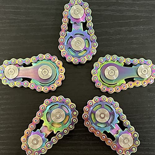 Bitopbi Sprocket Fidgets Chain Stainless Steel Fidget Cube Gears Linkage Bike Chain Novelty Fidget Block Kinetic Desk Toy Metal EDC Focus Meditation Break Bad Habits ADHD (Rainbow) - Image 4