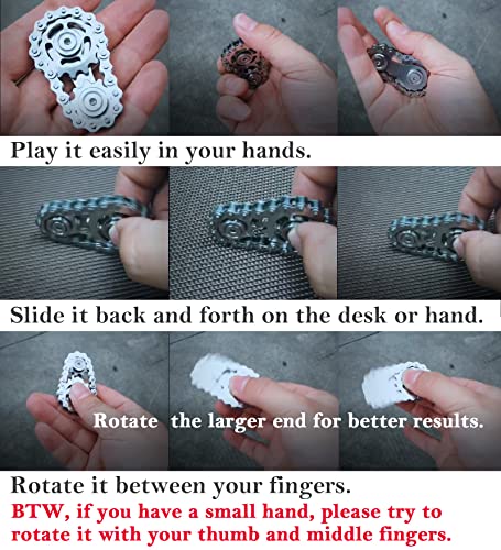 Bitopbi Sprocket Fidgets Chain Stainless Steel Fidget Cube Gears Linkage Bike Chain Novelty Fidget Block Kinetic Desk Toy Metal EDC Focus Meditation Break Bad Habits ADHD (Rainbow) - Image 5