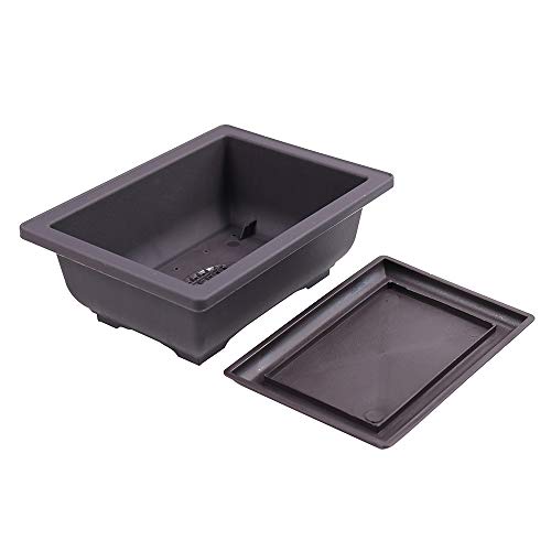 MUZHI 6PCS/Pack Retro Style Basin Plastic Flower Pot 6.5 Inch Flower Bonsai Tree Plant Bowl Nursery Pots Maceta Cuadrada Simulational Purple Sands Pots with Tray Rectangle Small - Image 5