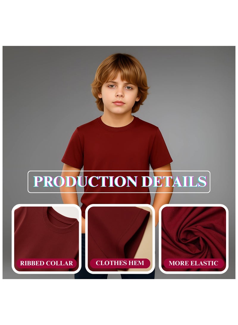 برينت شوب فور مي مجموعة من 5 تيشيرتات قطنية بأكمام قصيرة ورقبة دائرية وقميص سادة للأولاد والبنات للجنسين - Image 3