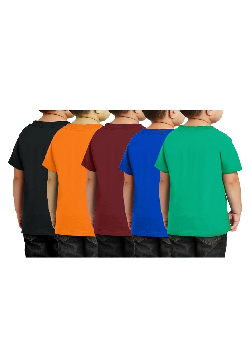 برينت شوب فور مي مجموعة من 5 تيشيرتات قطنية بأكمام قصيرة ورقبة دائرية وقميص سادة للأولاد والبنات للجنسين - Image 2