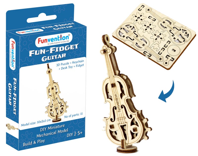Funvention Fun Fidgets Assorted (3 x 4 DIY Miniature Mechanical Models Bike, Car, Guitar & Watch) Pack of 12 - Birthday Return Gifts Party Pack Return Favors for Kids Art & Craft STEM Learning Toys - Image 4
