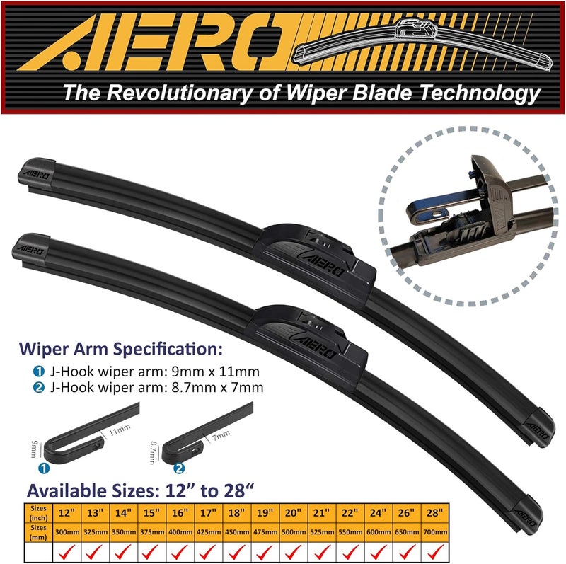 Aero Voyager 22" + 17" Premium All-Season OEM Quality Windshield Wiper Blades with Extra Rubber Refill + 1 Year Warranty (Set of 2) - Image 2