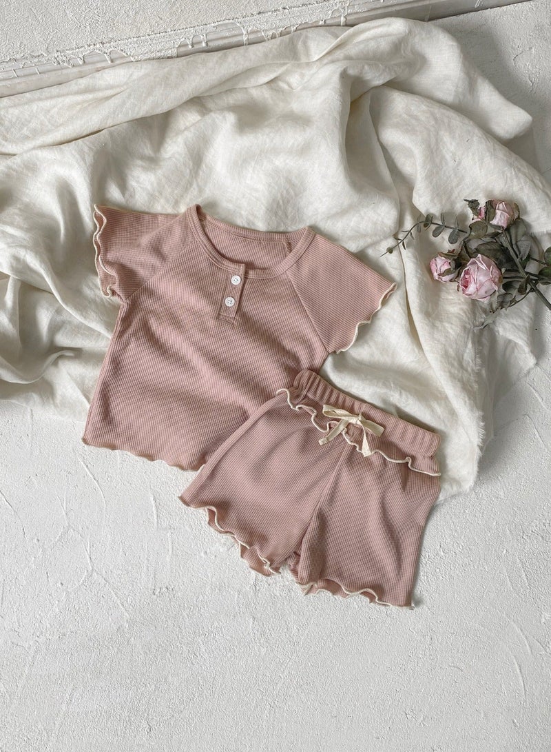 RedMapleTEK Soft And Breathable Cotton Short-Sleeved Shorts For Baby Girls - Image 1