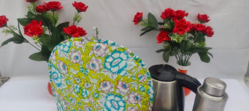 Malan Bai Mandala Tea Cozy Cover Hand Block Winter Tea Coster Tea Kettle Warmer Pot Cover Hot Coffee Cover Handamde Kitchen Décor Brand: Malan Bai (Pattern 7) - Image 5