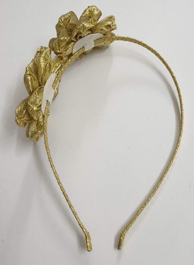 Belleza Crafting with Creativity Handmade Golden Hairband with 2 Flowers F2BH1 PatternA1 (Pack of 1) - Image 5