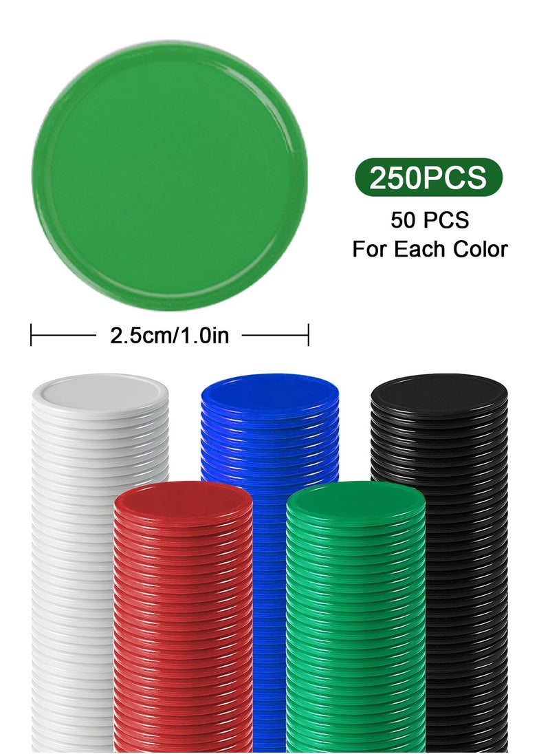 HomarKet 250 Pieces Plastic Bingo Chips Game Chips 5 Colors Counter Card for Kids Game Playing Learning Math Counting Bingo Game Blank Chips Card for Kids Reward  - Image 5