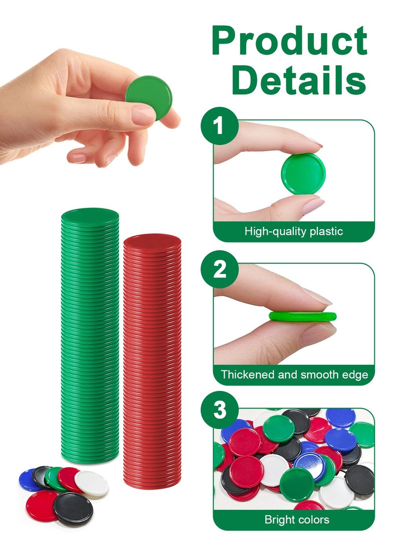 HomarKet 250 Pieces Plastic Bingo Chips Game Chips 5 Colors Counter Card for Kids Game Playing Learning Math Counting Bingo Game Blank Chips Card for Kids Reward  - Image 2