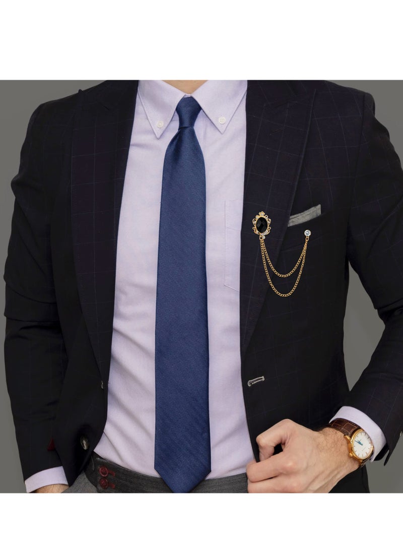 SYOSI Brooch Lapel Pin Chain for Men Collar Pins Badge Hanging Chains for Shirts Gem Tie Pins for Women Men Suit Accessories (4 Pcs) - Image 2