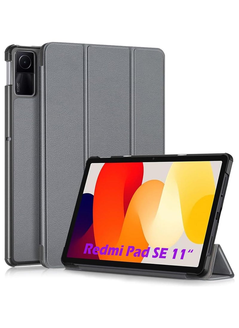 VKL حافظة لجهاز Xiaomi Redmi Pad SE 11'' 2023، حافظة جلدية PU رفيعة للغاية قابلة للطي مع غطاء السكون/التنشيط التلقائي لجهاز Xiaomi Redmi Pad SE (رمادي)  - Image 1
