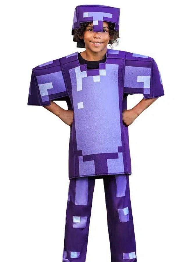 Minecraft Amethyst Armor Cosplay Game Characters Performance Costumes Hat + Top + Pants Three-Piece Set A gift for Minecraft fans - Image 1