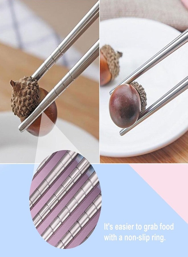 PUTHAK Metal Chopsticks, Stainless Steel Chopsticks 304, Non-Slip Chopsticks, Square, Dishwasher Safe Chopsticks, Premium Reusable, Lightweight Chopsticks (Multi-Colour) (8 Pairs) - Image 2