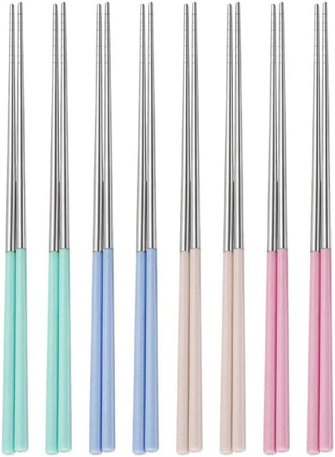 PUTHAK Metal Chopsticks, Stainless Steel Chopsticks 304, Non-Slip Chopsticks, Square, Dishwasher Safe Chopsticks, Premium Reusable, Lightweight Chopsticks (Multi-Colour) (8 Pairs) - Image 1