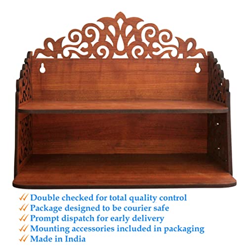 Heartily® Navrang Beautiful Wooden Pooja Stand for Home Mandir and Office Puja - Wall Product (H-9.5, L-12, W-8.5 Inch) - Image 5