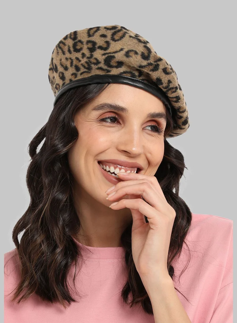 Haute Sauce Casual Printed Suede Beret Cap For Women
