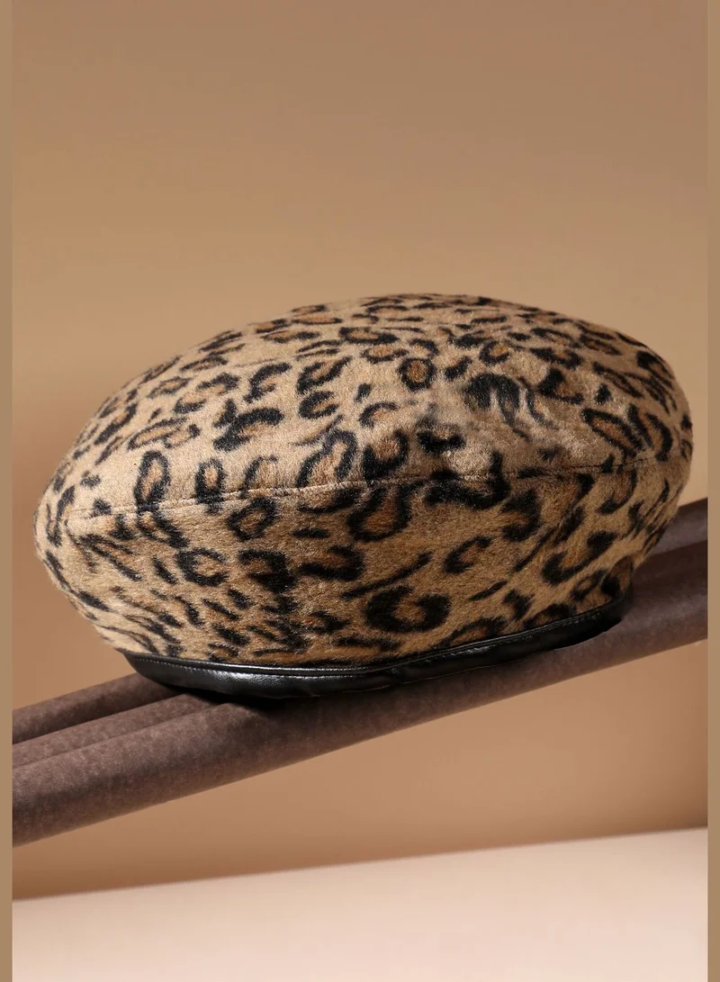 Haute Sauce Casual Printed Suede Beret Cap For Women