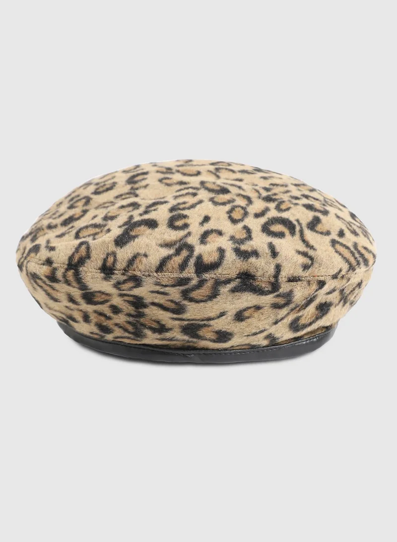 Haute Sauce Casual Printed Suede Beret Cap For Women