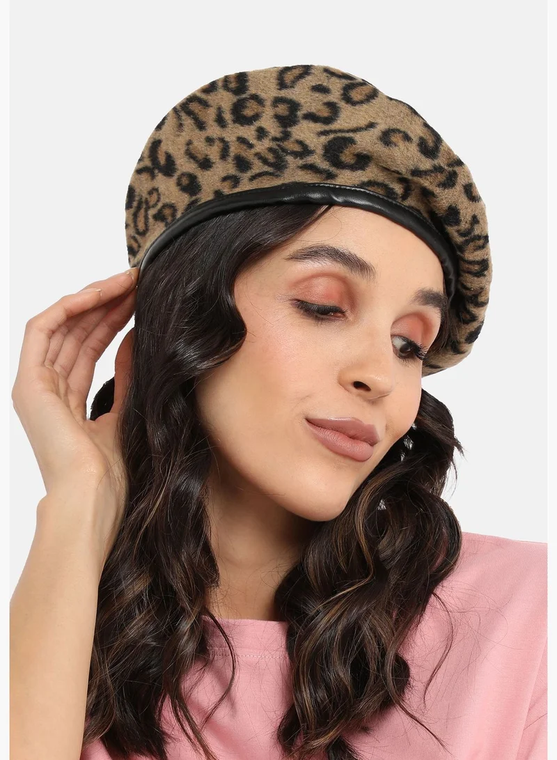 Haute Sauce Casual Printed Suede Beret Cap For Women