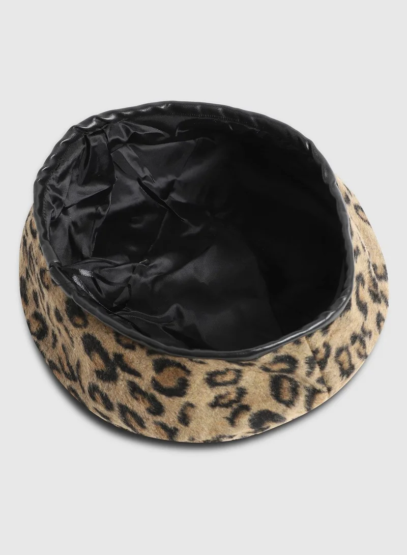 Haute Sauce Casual Printed Suede Beret Cap For Women