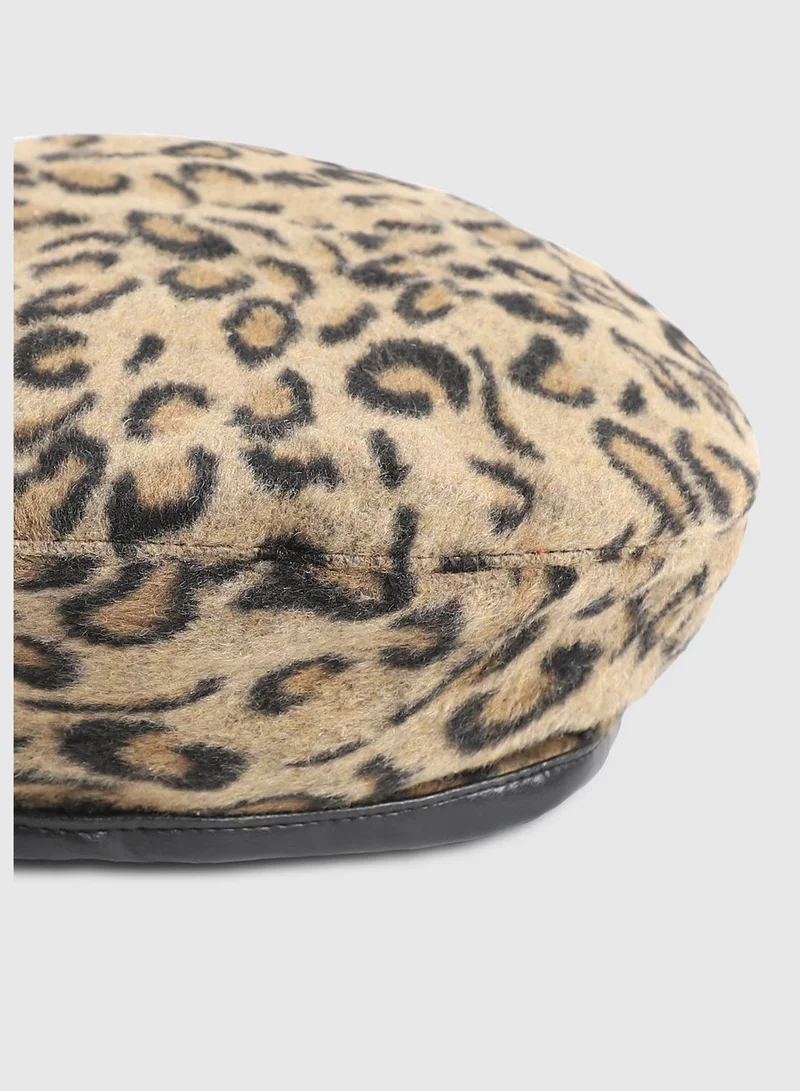 Haute Sauce Casual Printed Suede Beret Cap For Women