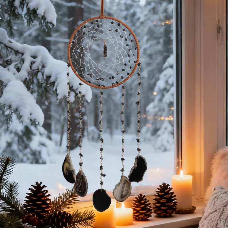 Dreamocean Black Dream Catcher Crystal Dreamcatcher Sun Catchers with Crystals Wall Window Hangings Bedroom Home Decor Gift for Girls Boys Adults - Image 1