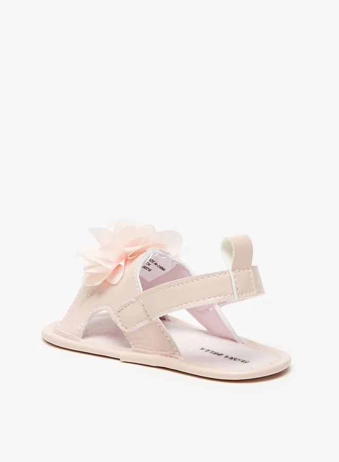 Flora Bella By Shoexpress Girl's Floral Applique Backstrap Booties With Hook And Loop Closure