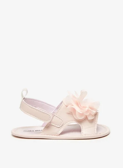 فلورا بيلا من شو إكسبرس Girl's Floral Applique Backstrap Booties With Hook And Loop Closure