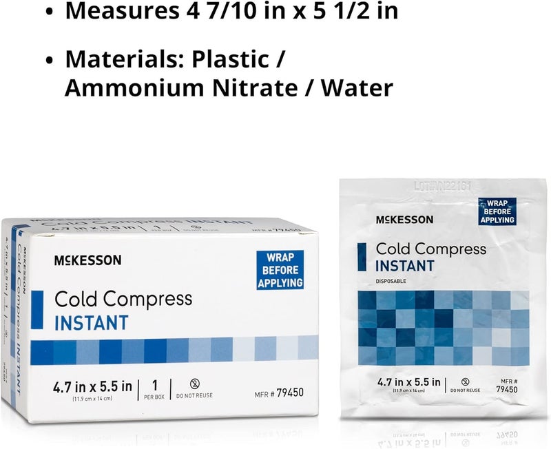 McKesson Cold Compress Instant Cold Pack 10 Count Disposable Ice Packs for Injuries and Pain Relief 4 710 in x 5 12 in - Image 2